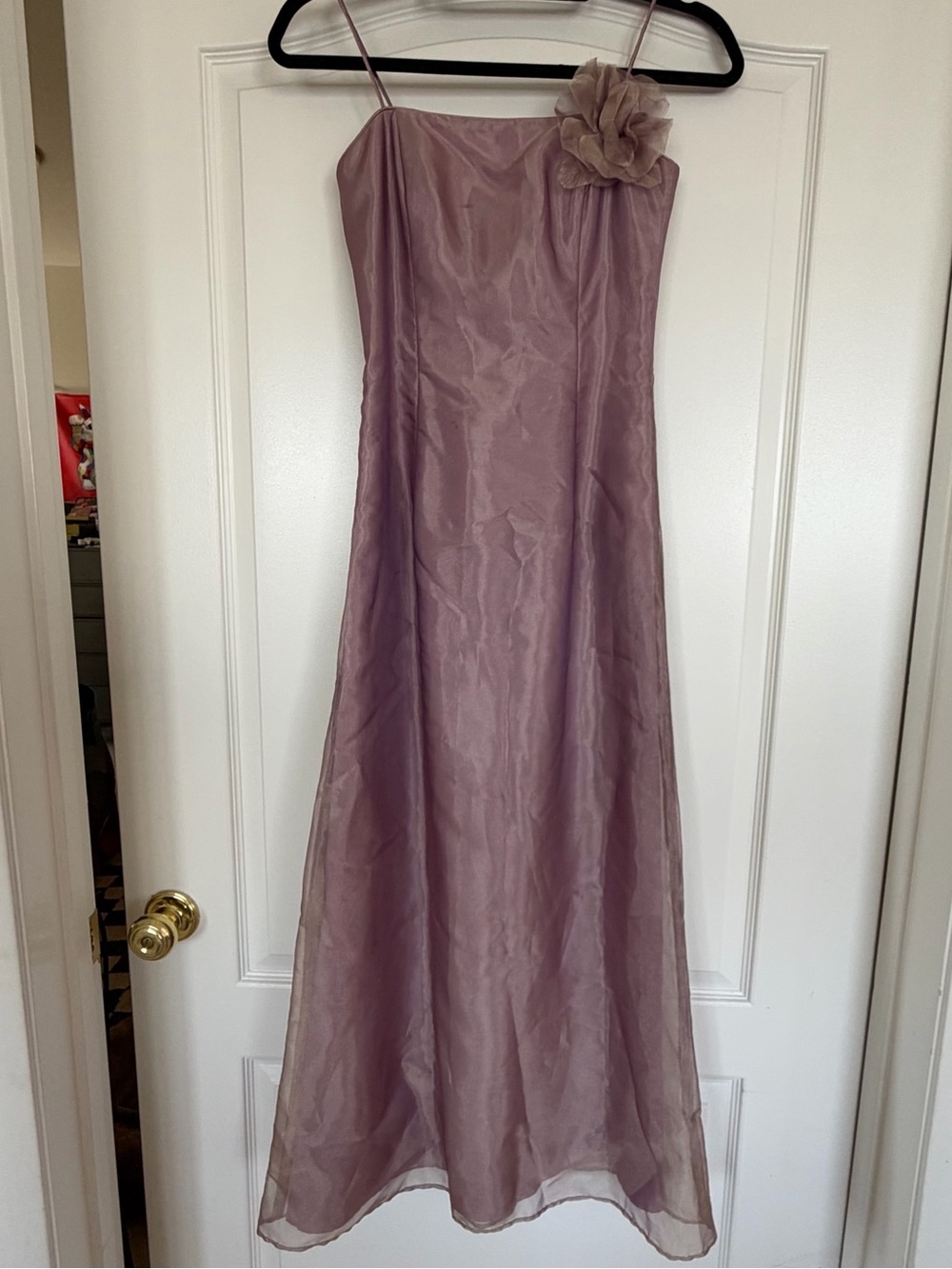 Scott McClintock Mauve Spaghetti-Strap Maxi Dress with Floral Accent